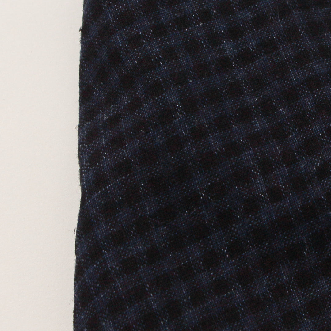 【お問い合わせ商品】SR9004 / リネンコットンギンガムチェック インディゴ・墨汁コーティング
